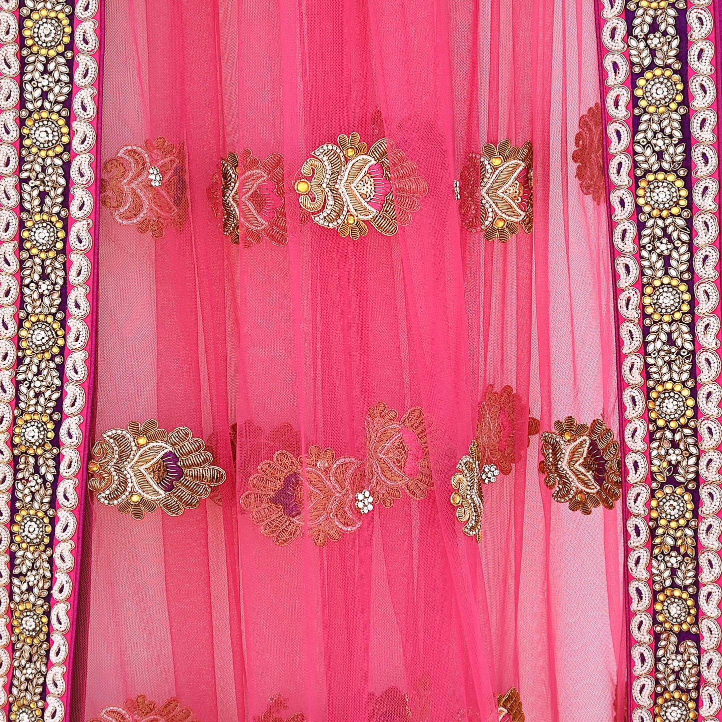 Indian Vintage Heavy Wedding pink Net/Mesh/ Velvet Hand Embroidered Dupatta Designer By Manish Malhotra Bridal Wear Zardozi Veil Hijab