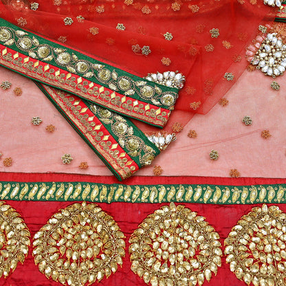 Indian Heavy Wedding Dupatta Red Net Long Stole Hand Embroidered By Designer Sabyasachi Scarves Zardozi Bridal Veil