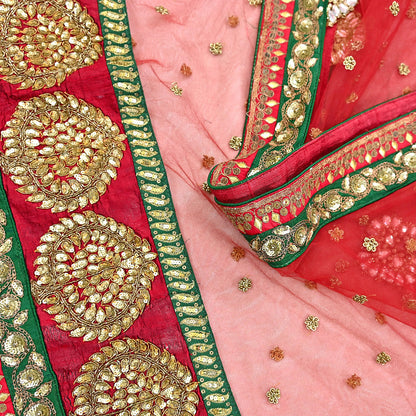 Indian Heavy Wedding Dupatta Red Net Long Stole Hand Embroidered By Designer Sabyasachi Scarves Zardozi Bridal Veil