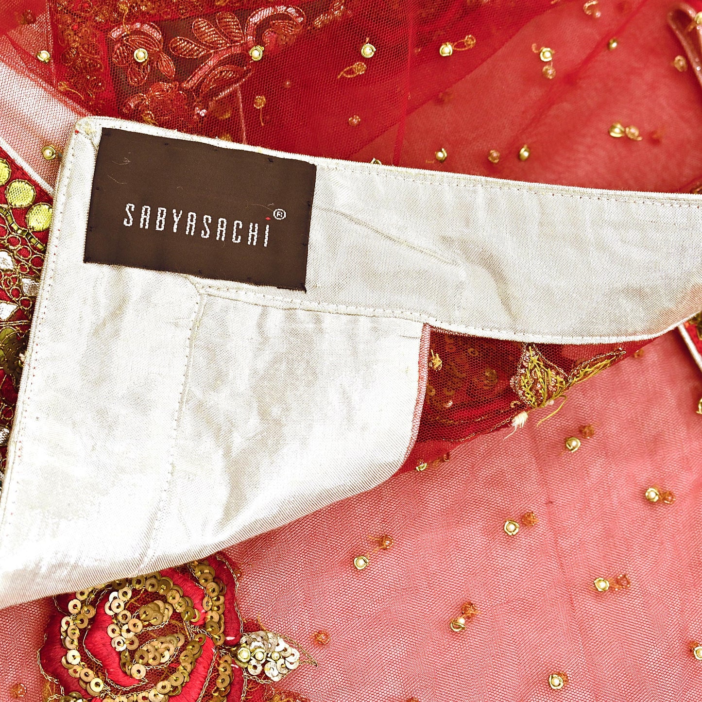 Indian Heavy Wedding Dupatta Red Net Long Stole Hand Embroidered By Designer Sabyasachi Scarves Zardozi Bridal Veil