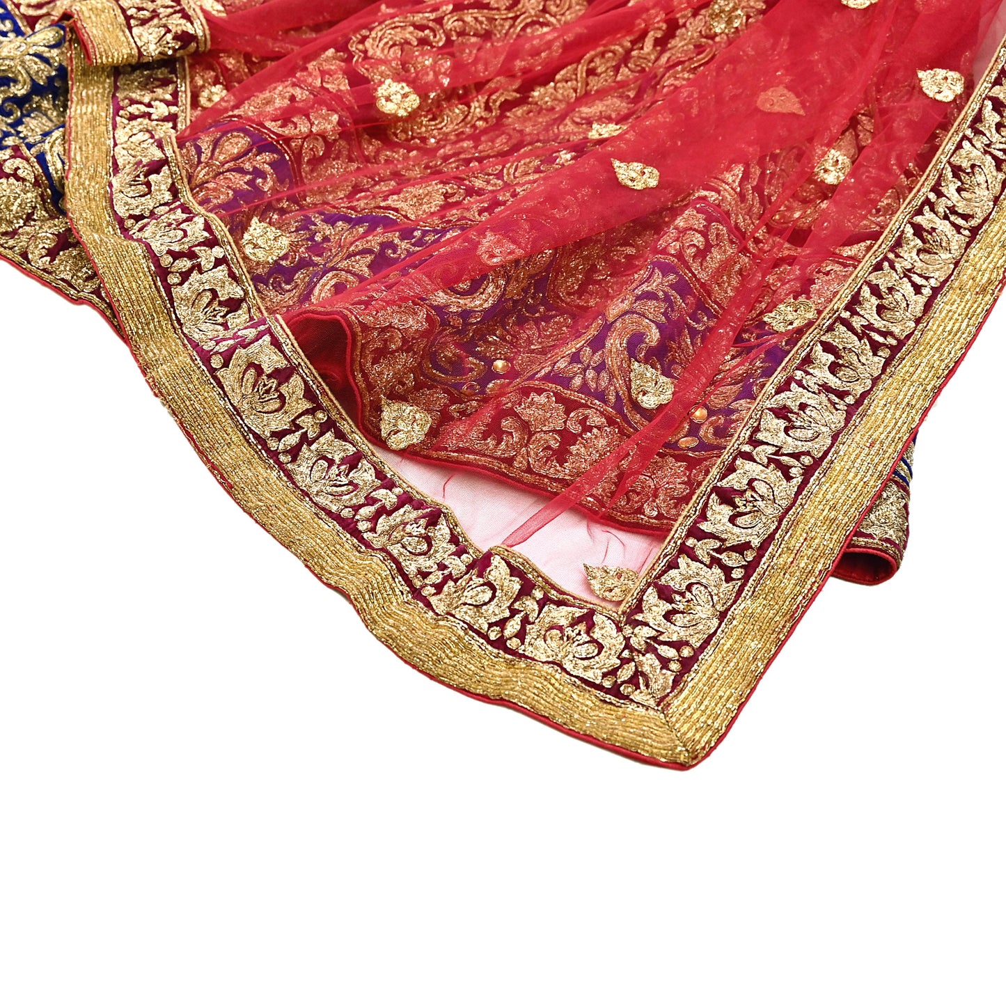 Indian Heavy Wedding Red Net/ velvet Hand Embroidered Lehenga 2pcs Set Designer By Manish Malhotra Party Wear