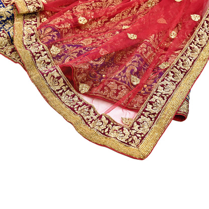 Indian Heavy Wedding Red Net/ velvet Hand Embroidered Lehenga 2pcs Set Designer By Manish Malhotra Party Wear