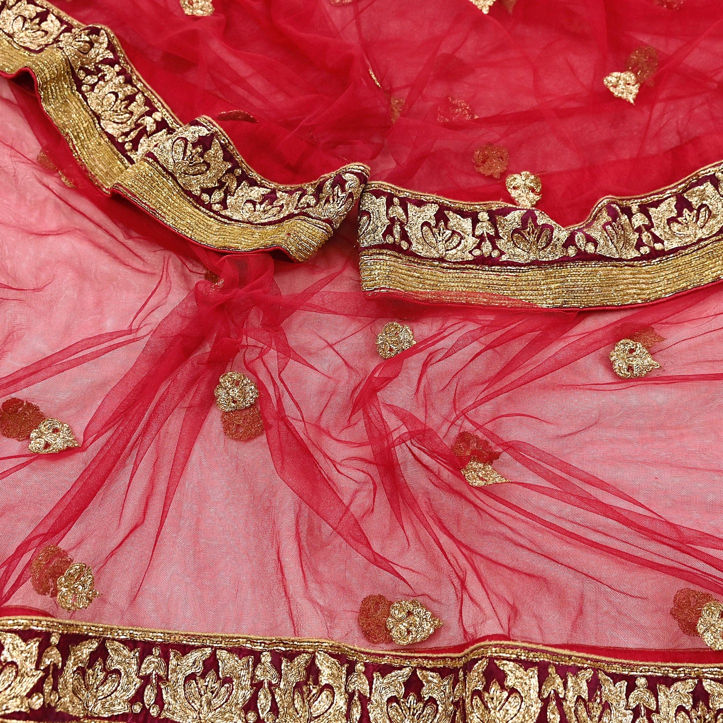 Indian Heavy Wedding Red Net/ velvet Hand Embroidered Lehenga 2pcs Set Designer By Manish Malhotra Party Wear