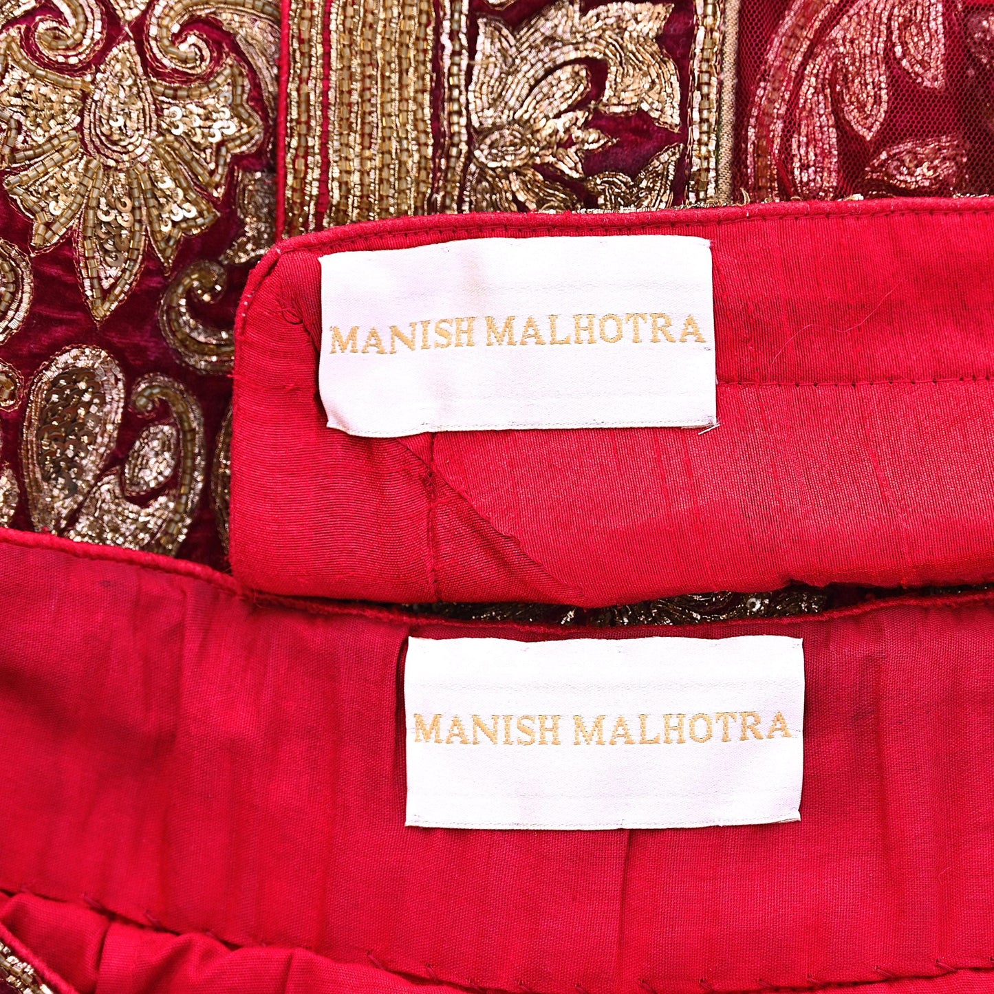 Indian Heavy Wedding Red Net/ velvet Hand Embroidered Lehenga 2pcs Set Designer By Manish Malhotra Party Wear