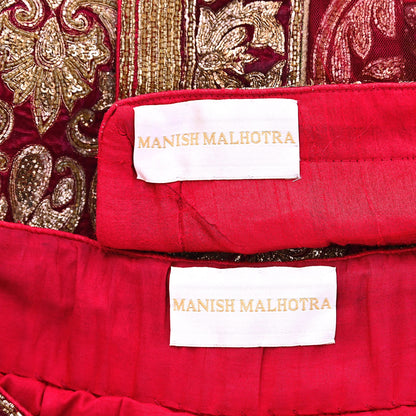 Indian Heavy Wedding Red Net/ velvet Hand Embroidered Lehenga 2pcs Set Designer By Manish Malhotra Party Wear