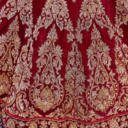 Indian Heavy Wedding Red Net/ velvet Hand Embroidered Lehenga 2pcs Set Designer By Manish Malhotra Party Wear