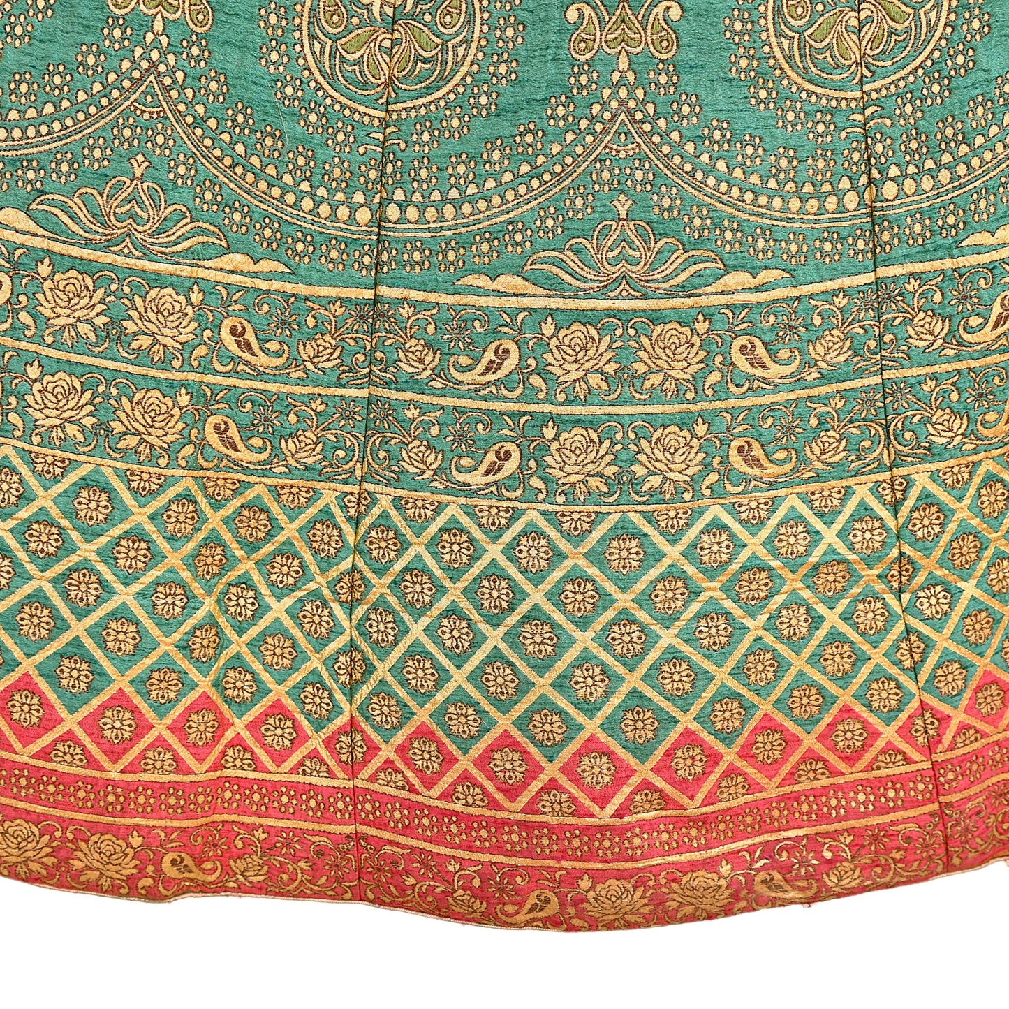 Indian Vintage Green woven brocade Skirt Party Wear Bollywood Lehenga Zari