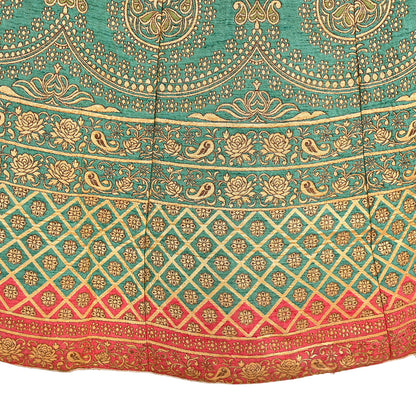 Indian Vintage Green woven brocade Skirt Party Wear Bollywood Lehenga Zari