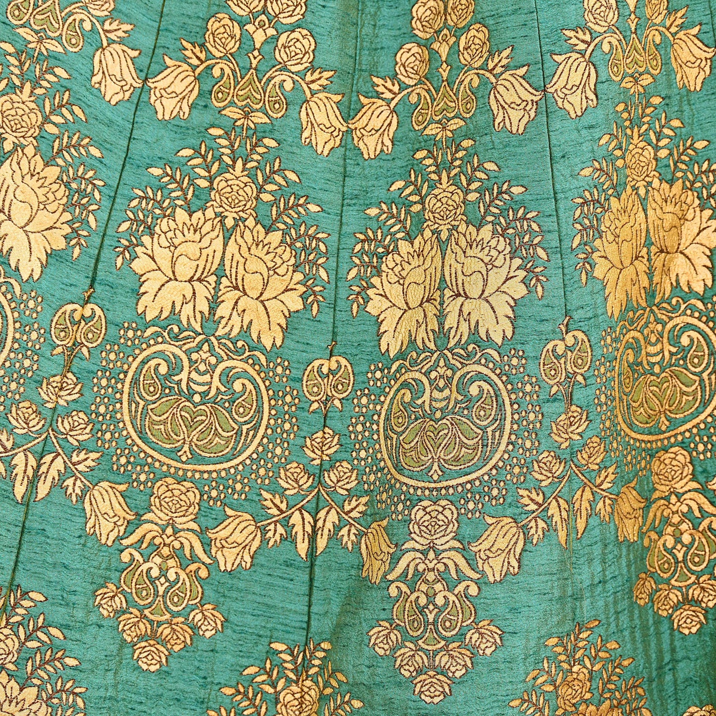 Indian Vintage Green woven brocade Skirt Party Wear Bollywood Lehenga Zari