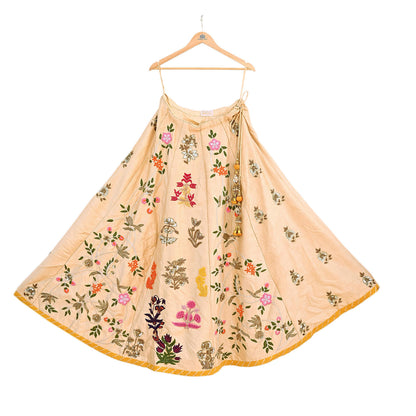Abu Jani Beige Raw Silk Hand Embroidered Lehenga Skirt Zardozi Bridal Wear Indian Designer Wedding Couture