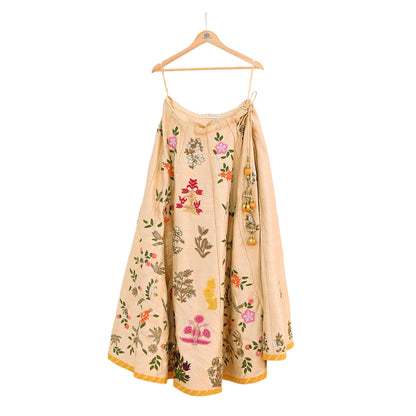 Abu Jani Beige Raw Silk Hand Embroidered Lehenga Skirt Zardozi Bridal Wear Indian Designer Wedding Couture