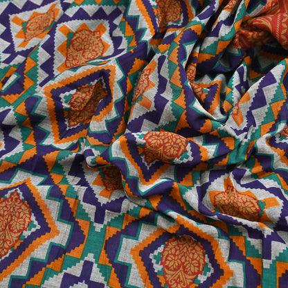 Indian Vintage Sari Red & Multi Printed 100% Pure Cotton Sarees Craft Fabric 5Yd Sewing Sarong Wrap Boho Floral Dress Making Crafting Soft