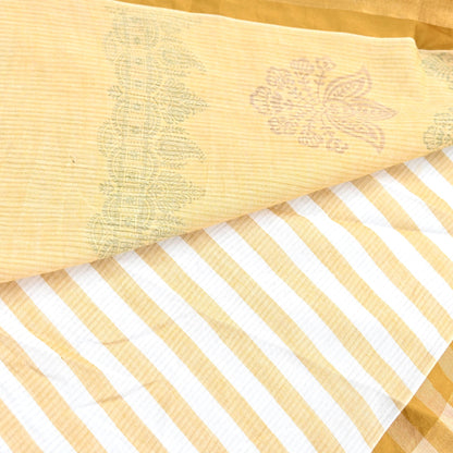 Indian Vintage Sari White & Beige Printed 100% Pure Cotton Sarees Craft Fabric 5Yd Sewing Sarong Wrap Boho Quilting Crafting zari border