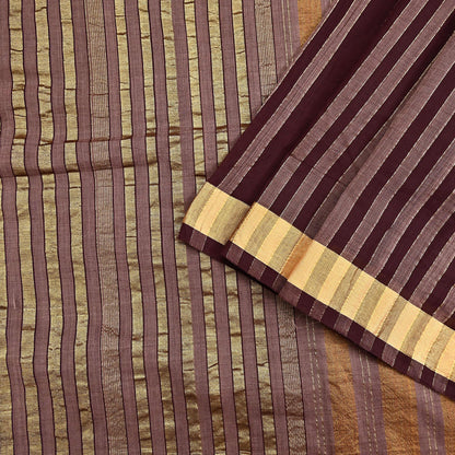 Vintage Sari Brown & Maroon Pure Cotton Hand Woven Sarees Craft Fabric Zari 5Yd Sewing Soft Crafting Dress making Upcycle Quilting Zigzag