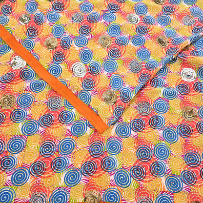 Indian Vintage Sari Multi Pure Crepe Silk Hand Embroidered Saree 5yd Sewing Floral Craft Sequins Dress making Crafting Quilting