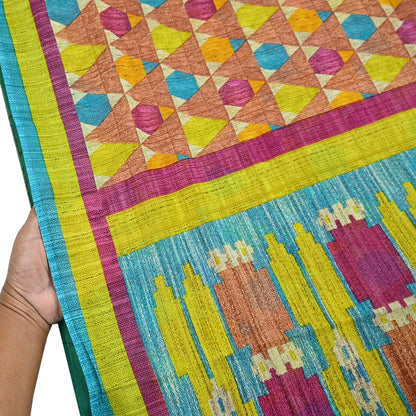 Indian Vintage Sari Multi Printed 100% Pure Cotton Saree Craft Fabric 5Yd Soft Sewing Sarong Wrap Boho Stripes Dress making Quilting