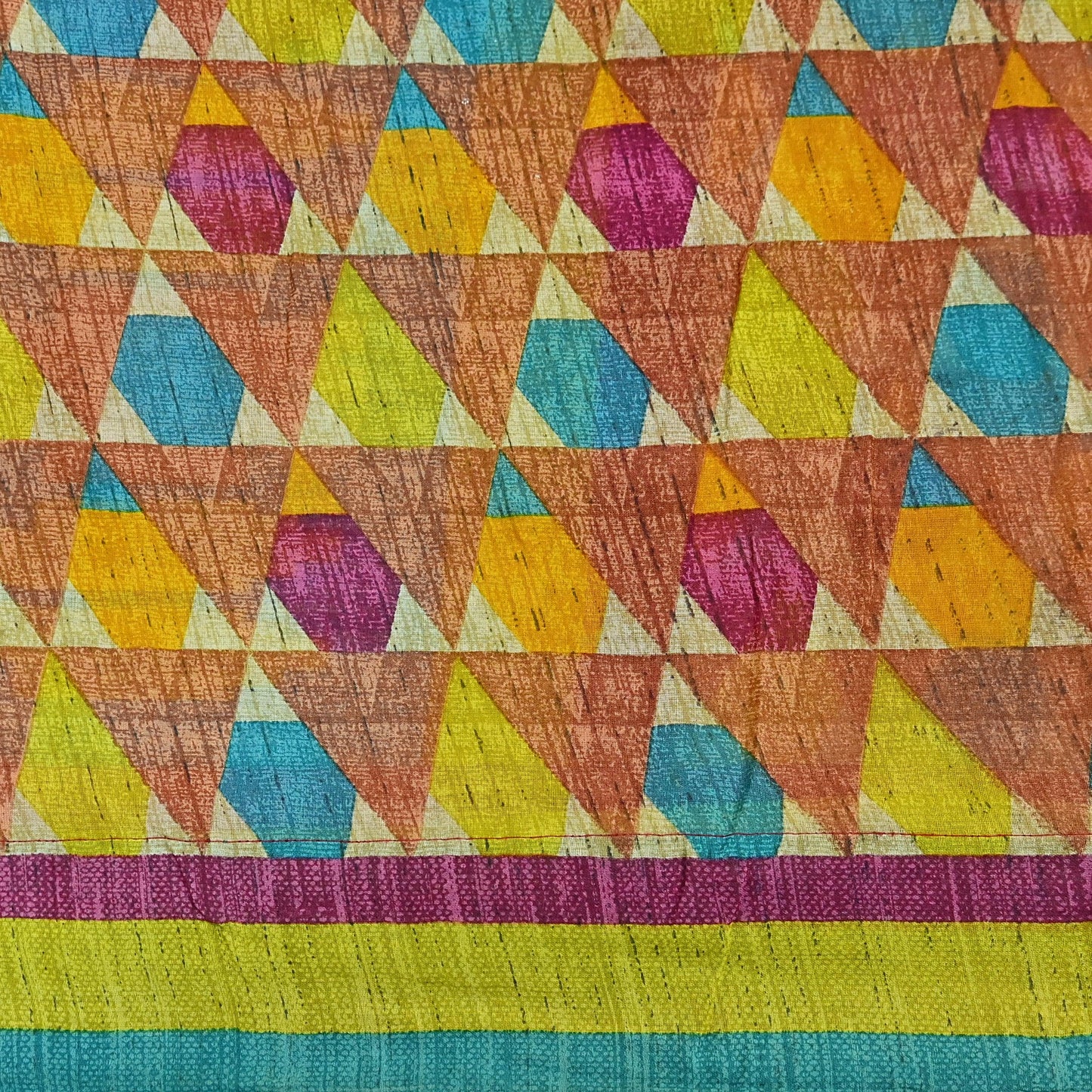 Indian Vintage Sari Multi Printed 100% Pure Cotton Saree Craft Fabric 5Yd Soft Sewing Sarong Wrap Boho Stripes Dress making Quilting