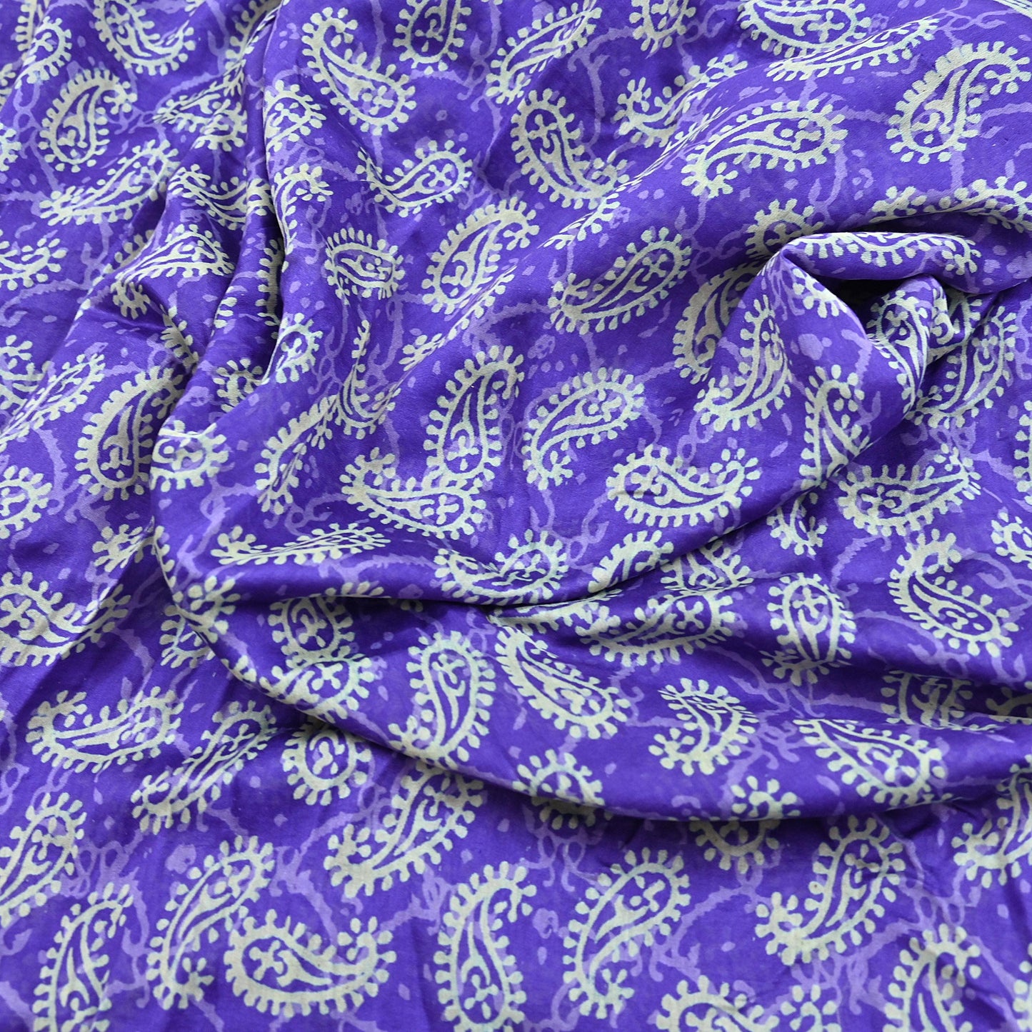 Indian Vintage Saree Purple Bagru Printed Sari Pure Chanderi Silk Sari Fabric 5Yard Floral Soft Golden Zari