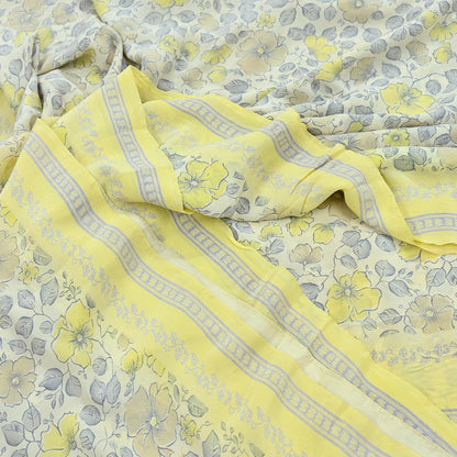 Indian Vintage Sari Pure Crepe Silk Printed Saree 5yard Sewing Quilting Floral Soft Craft Fabric Wrap