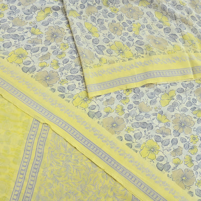 Indian Vintage Sari Pure Crepe Silk Printed Saree 5yard Sewing Quilting Floral Soft Craft Fabric Wrap