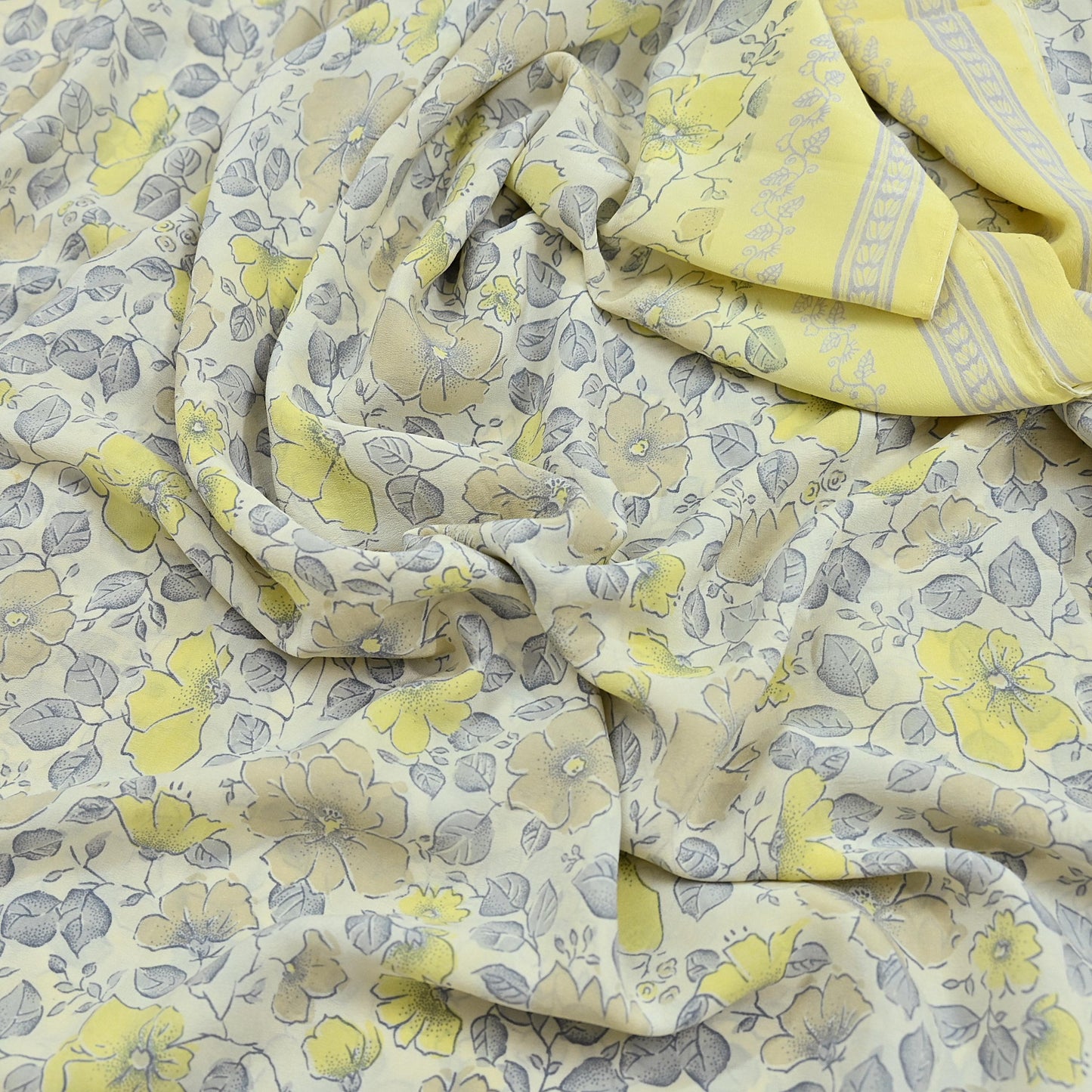 Indian Vintage Sari Pure Crepe Silk Printed Saree 5yard Sewing Quilting Floral Soft Craft Fabric Wrap