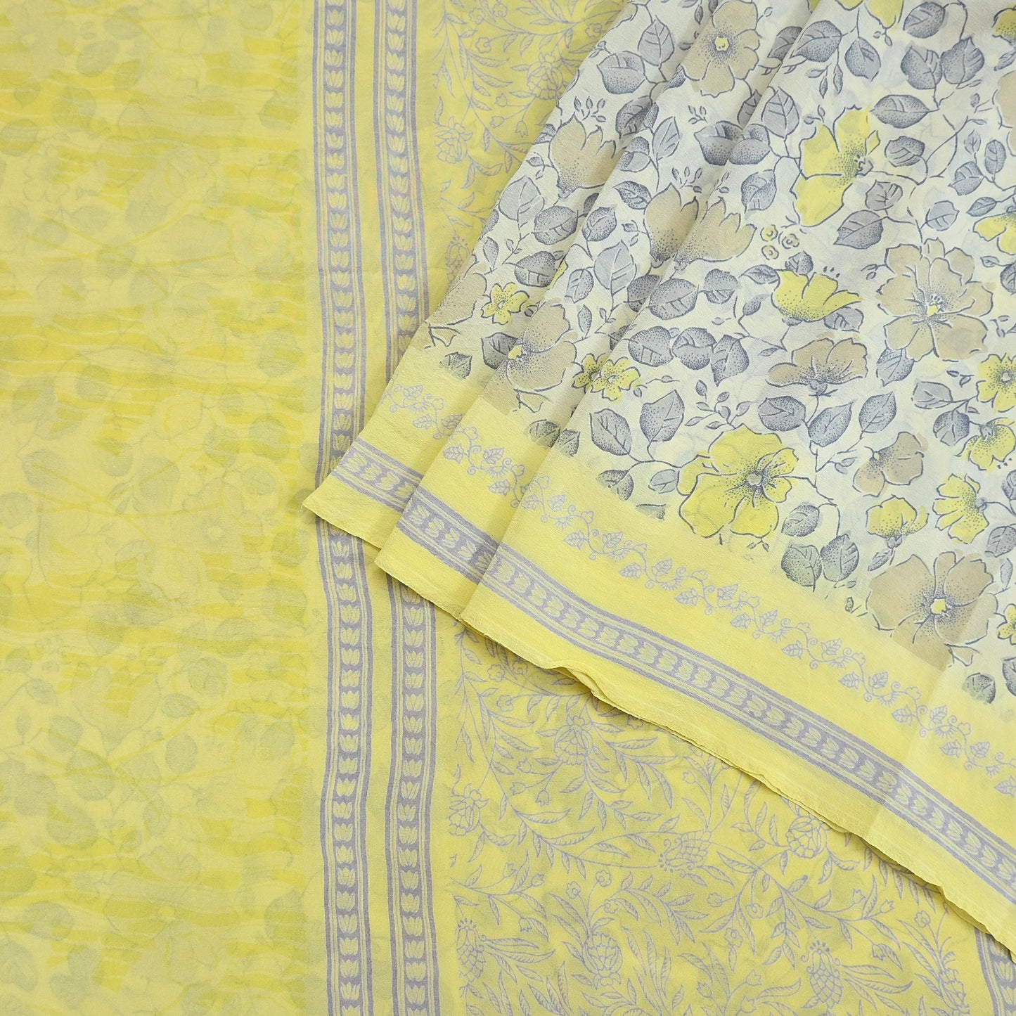 Indian Vintage Sari Pure Crepe Silk Printed Saree 5yard Sewing Quilting Floral Soft Craft Fabric Wrap