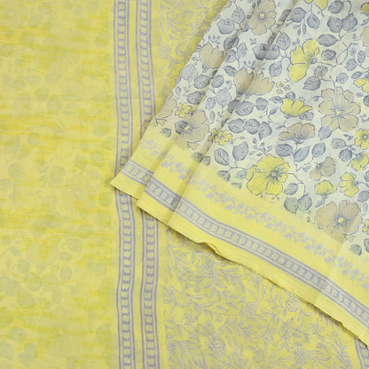 Indian Vintage Sari Pure Crepe Silk Printed Saree 5yard Sewing Quilting Floral Soft Craft Fabric Wrap