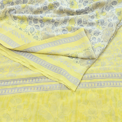 Indian Vintage Sari Pure Crepe Silk Printed Saree 5yard Sewing Quilting Floral Soft Craft Fabric Wrap