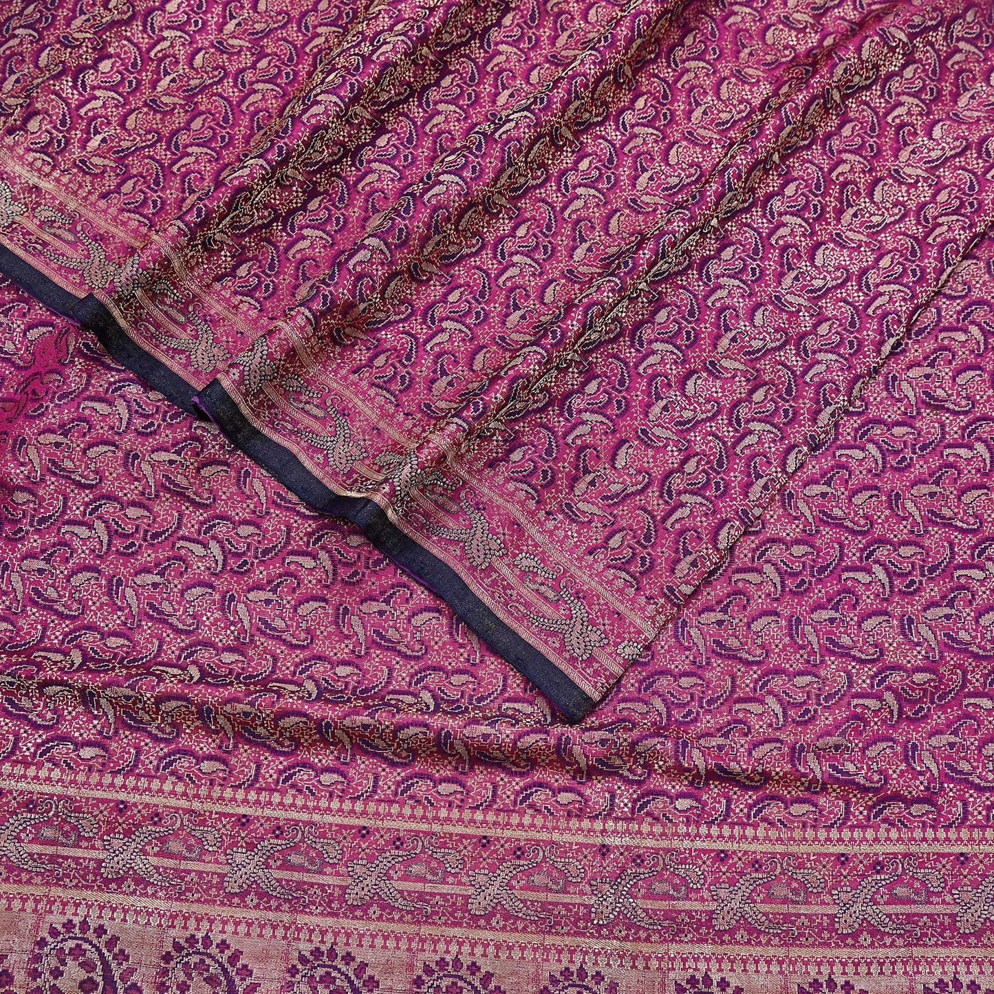 Indian Vintage Sari Purple Heavy Pure Satin Silk Woven Banarasi Tanchoi Saree 5Yd Ethnic Craft Fabric Upcycle Bridal Heavy Sarees