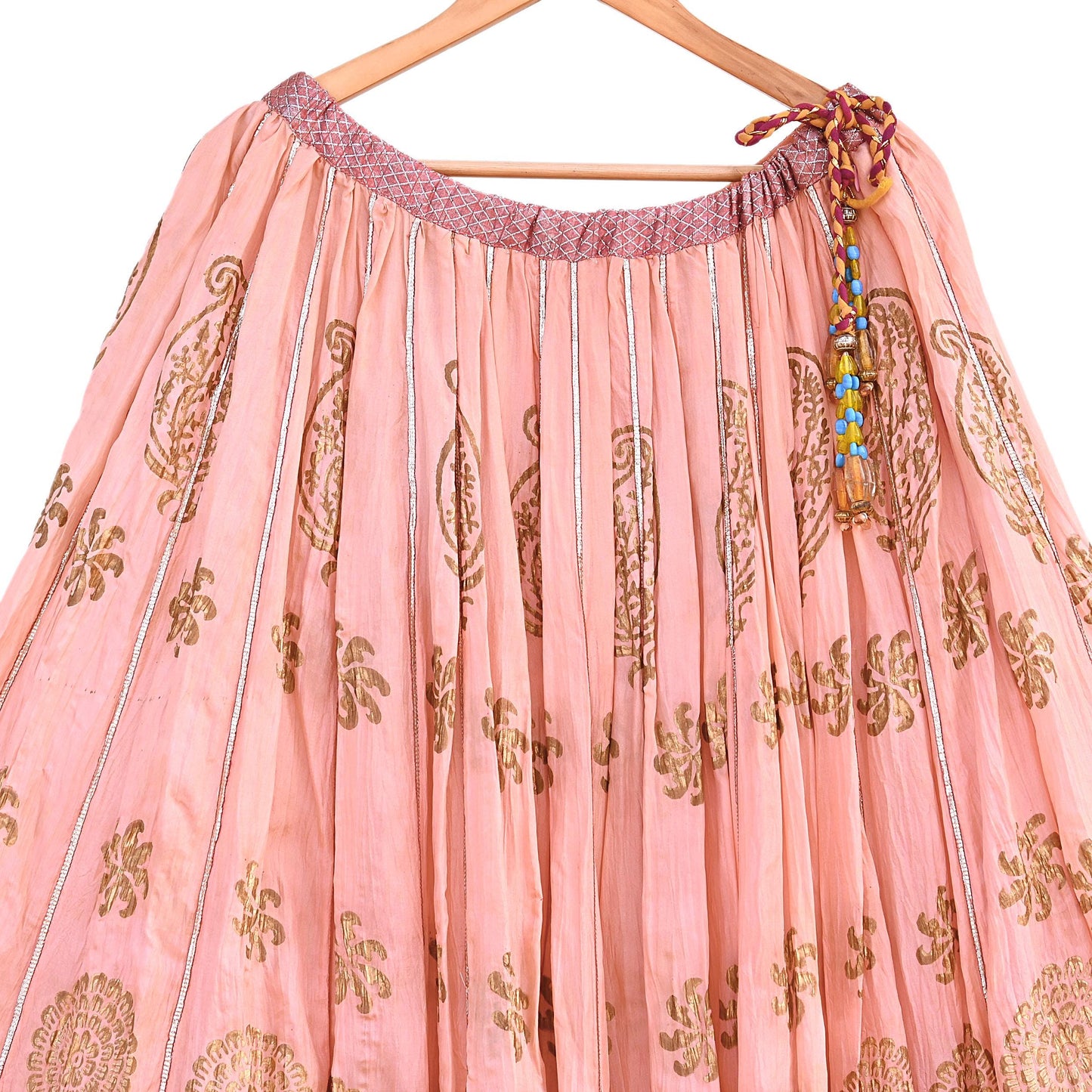 Indian Pre-owned Blue & Peach Pure Silk Net/Mesh Hand Embroidered Lehenga 3pcs Set Bridal Party Wear With Blouse/Dupatta Bollywood Lehenga