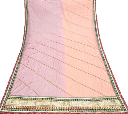 Indian Vintage Heavy Bridal Dupatta Orange & maroon Net Mesh Long Stole Hand Embroidered Scarves Golden Gota Patti Wedding/Party Wear