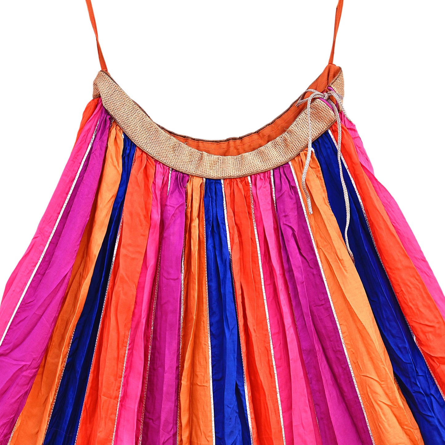 Multi Pure Silk Lehenga Skirt, Hand Embroidered Zardozi Bollywood Bridal Wear