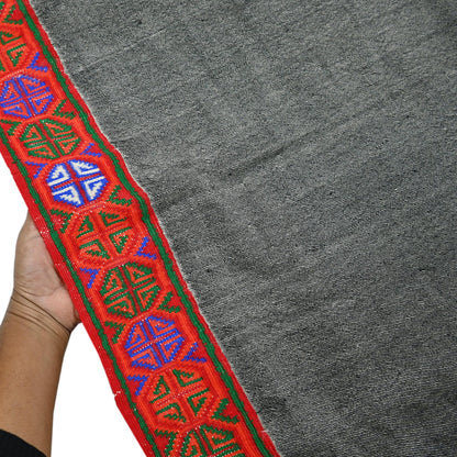 Vintage Black & Ivory Pure Woolen Naga Handwoven Shawl work Long Throw Stole Warm Stole Warm Fringes