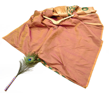 Indian Vintage Heavy Sari Purple & Saffron Hand Woven Sarees 100% Pure Silk Zari 5Yd Floral with Blouse fabric