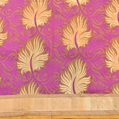 Indian Vintage Heavy Sari Purple & Saffron Hand Woven Sarees 100% Pure Silk Zari 5Yd Floral with Blouse fabric