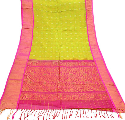 Indian Vintage Heavy Purple & Green Kanjivaram Saree 100% Pure Silk Sari Metallic Zari 5Yd Floral Crafting Dress making Ethnic Peacock