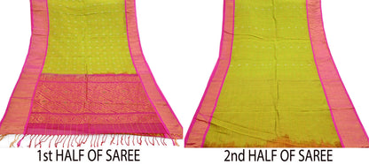 Indian Vintage Heavy Purple & Green Kanjivaram Saree 100% Pure Silk Sari Metallic Zari 5Yd Floral Crafting Dress making Ethnic Peacock