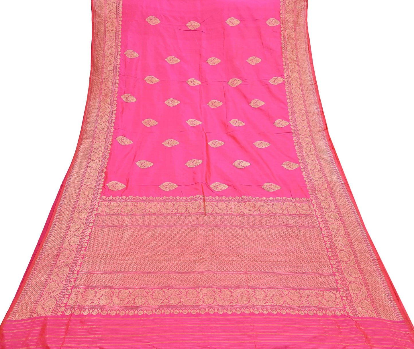 Indian Vintage Pink & Purple Sari Wedding Pure Silk Hand Woven Banarasi Sarees Zari 5Yd Ethnic Dress Making Crafting