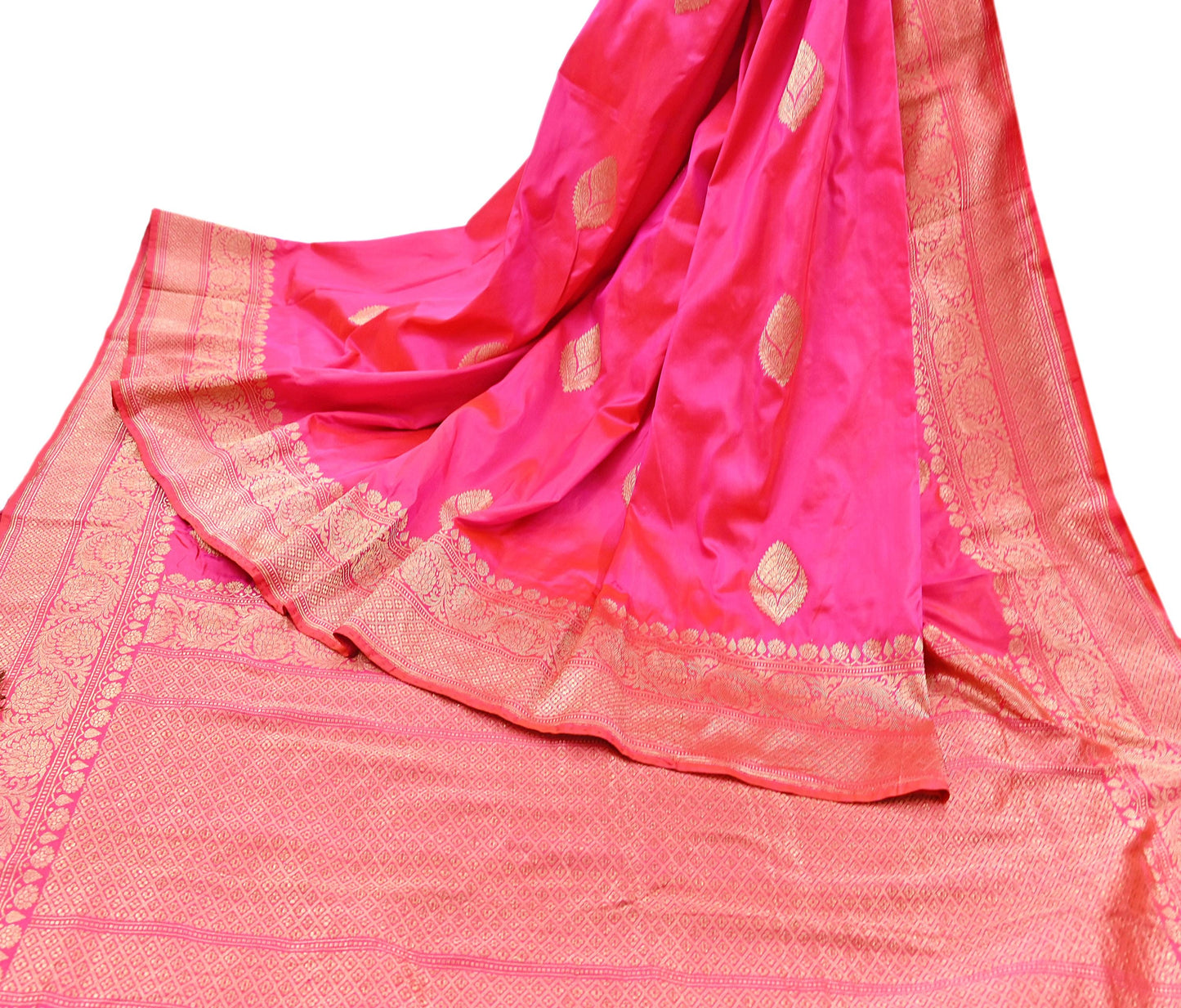 Indian Vintage Pink & Purple Sari Wedding Pure Silk Hand Woven Banarasi Sarees Zari 5Yd Ethnic Dress Making Crafting