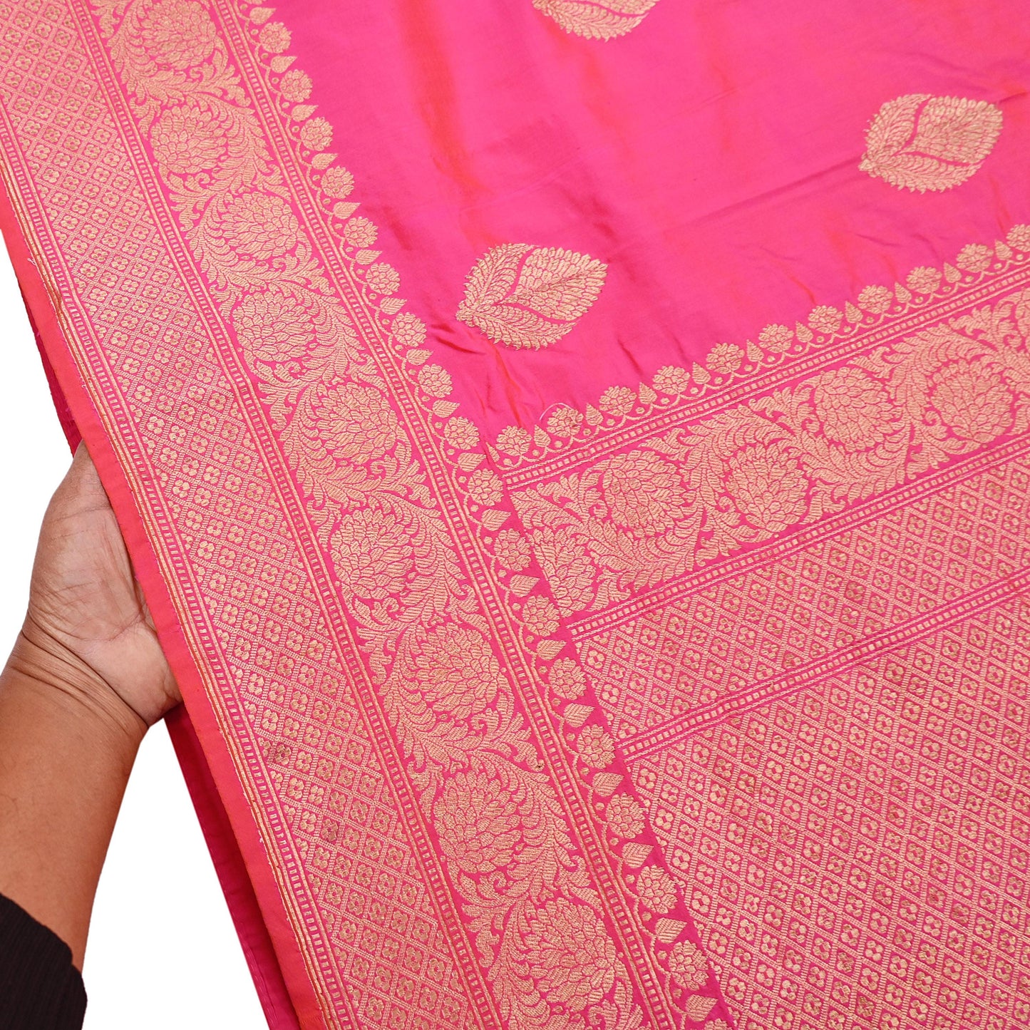 Indian Vintage Pink & Purple Sari Wedding Pure Silk Hand Woven Banarasi Sarees Zari 5Yd Ethnic Dress Making Crafting