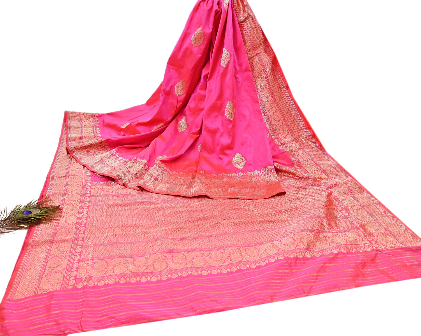 Indian Vintage Pink & Purple Sari Wedding Pure Silk Hand Woven Banarasi Sarees Zari 5Yd Ethnic Dress Making Crafting