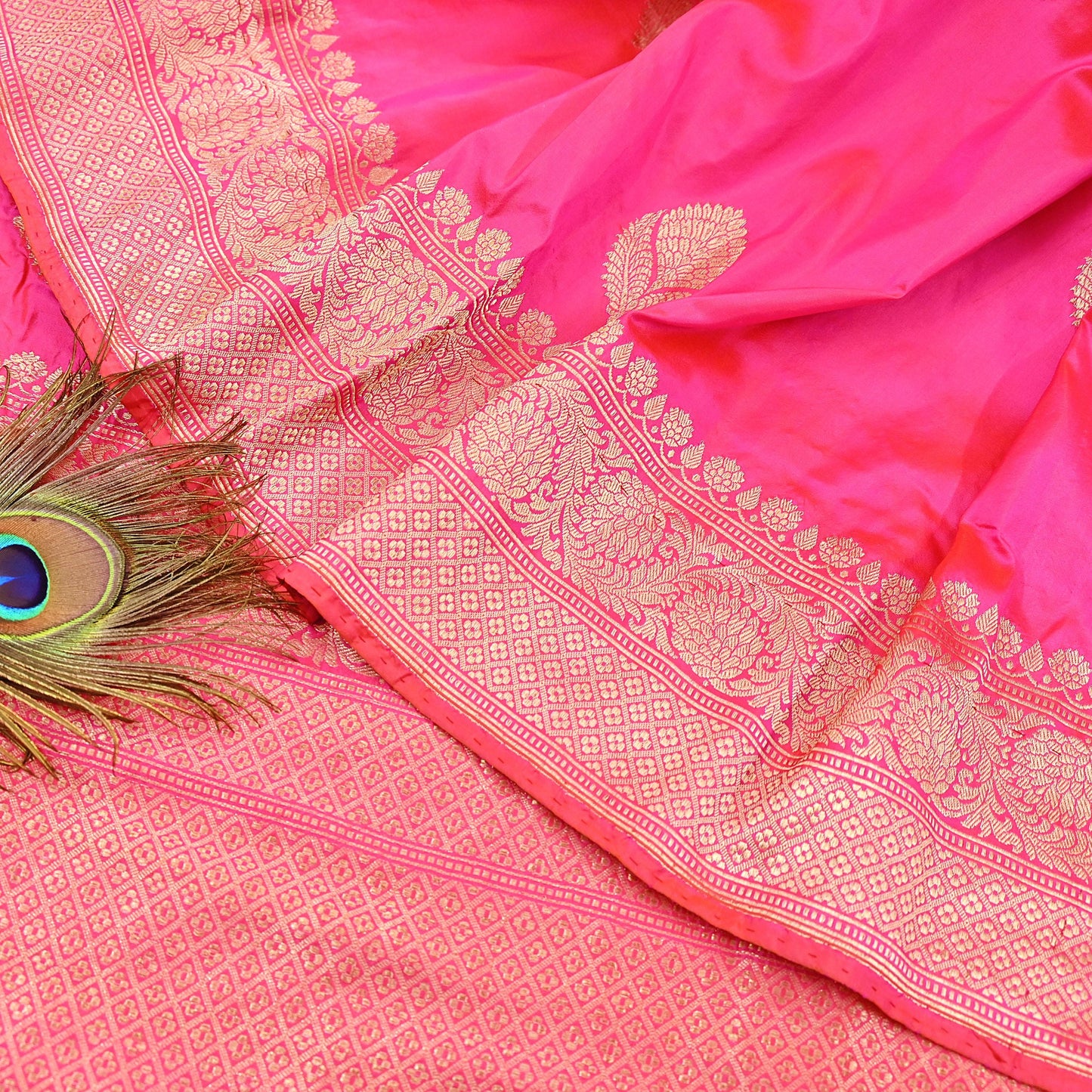 Indian Vintage Pink & Purple Sari Wedding Pure Silk Hand Woven Banarasi Sarees Zari 5Yd Ethnic Dress Making Crafting