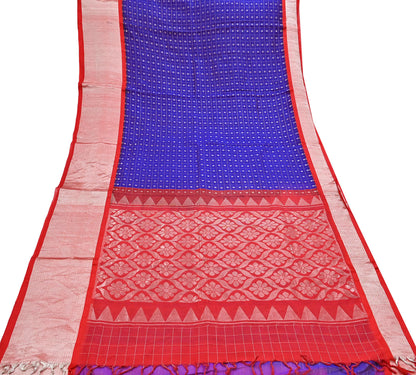 Indian Vintage Heavy Kanjivaram Saree 100% Pure Silk Sari Metallic Zari 5Yd Floral Crafting Dress making Ethnic Floral Fringes