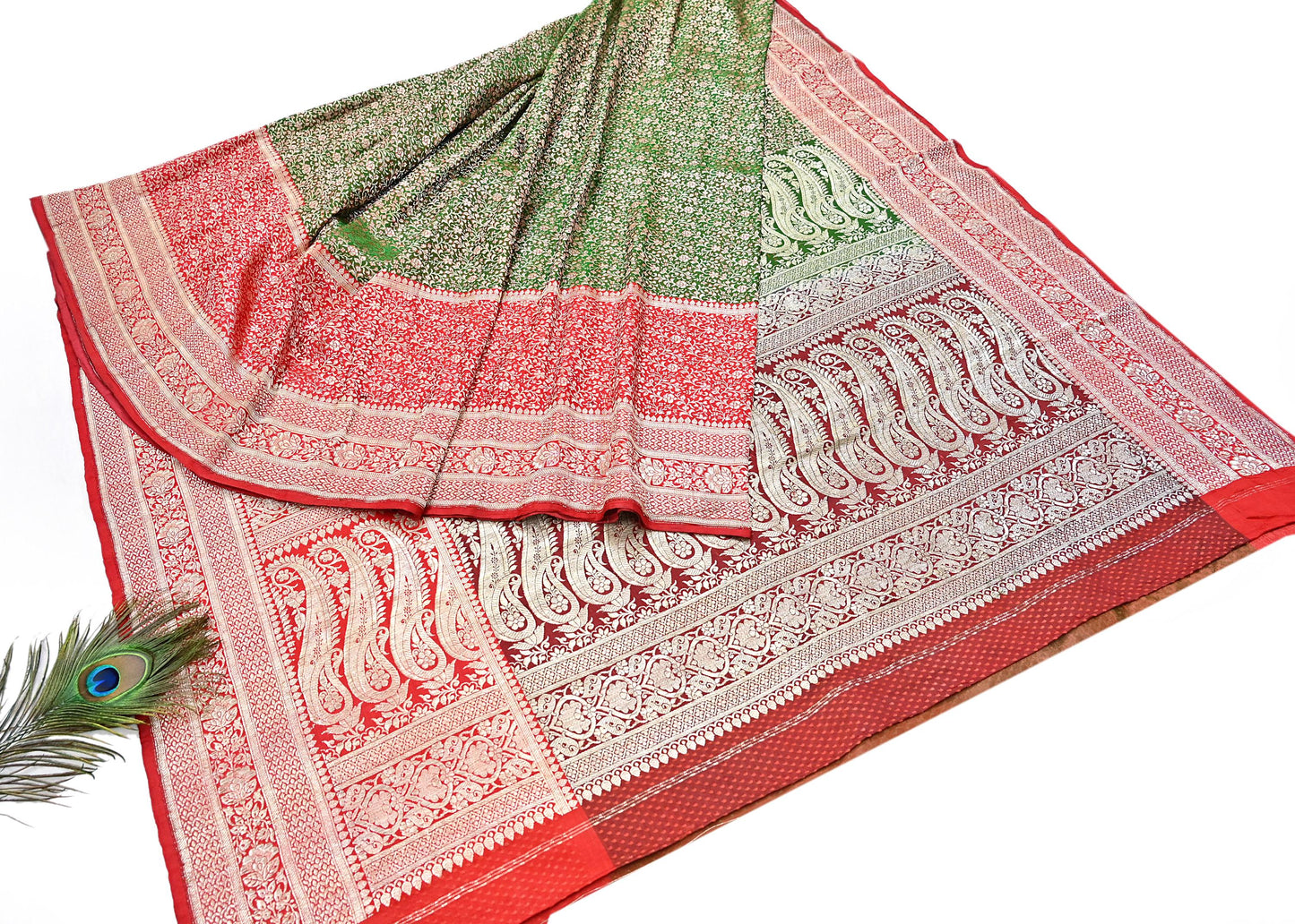 Indian Vintage Sari Heavy Pure Satin Silk Woven Banarasi Brocade Saree Zari 5Yd Ethnic Dress making Crafting Bollywood