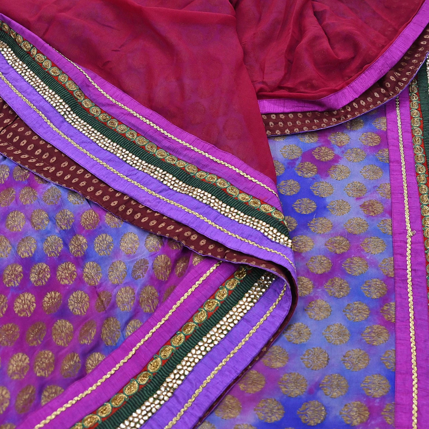 Indian Vintage Heavy Sari Red Pure Georgette Silk Hand woven Sarees Craft Fabric 5Yd Sewing Soft Ethnic Wedding Dress making