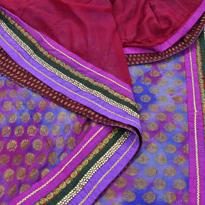 Indian Vintage Heavy Sari Red Pure Georgette Silk Hand woven Sarees Craft Fabric 5Yd Sewing Soft Ethnic Wedding Dress making