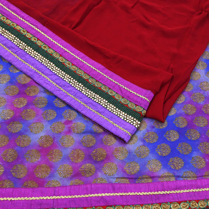 Indian Vintage Heavy Sari Red Pure Georgette Silk Hand woven Sarees Craft Fabric 5Yd Sewing Soft Ethnic Wedding Dress making