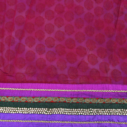 Indian Vintage Heavy Sari Red Pure Georgette Silk Hand woven Sarees Craft Fabric 5Yd Sewing Soft Ethnic Wedding Dress making