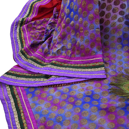 Indian Vintage Heavy Sari Red Pure Georgette Silk Hand woven Sarees Craft Fabric 5Yd Sewing Soft Ethnic Wedding Dress making