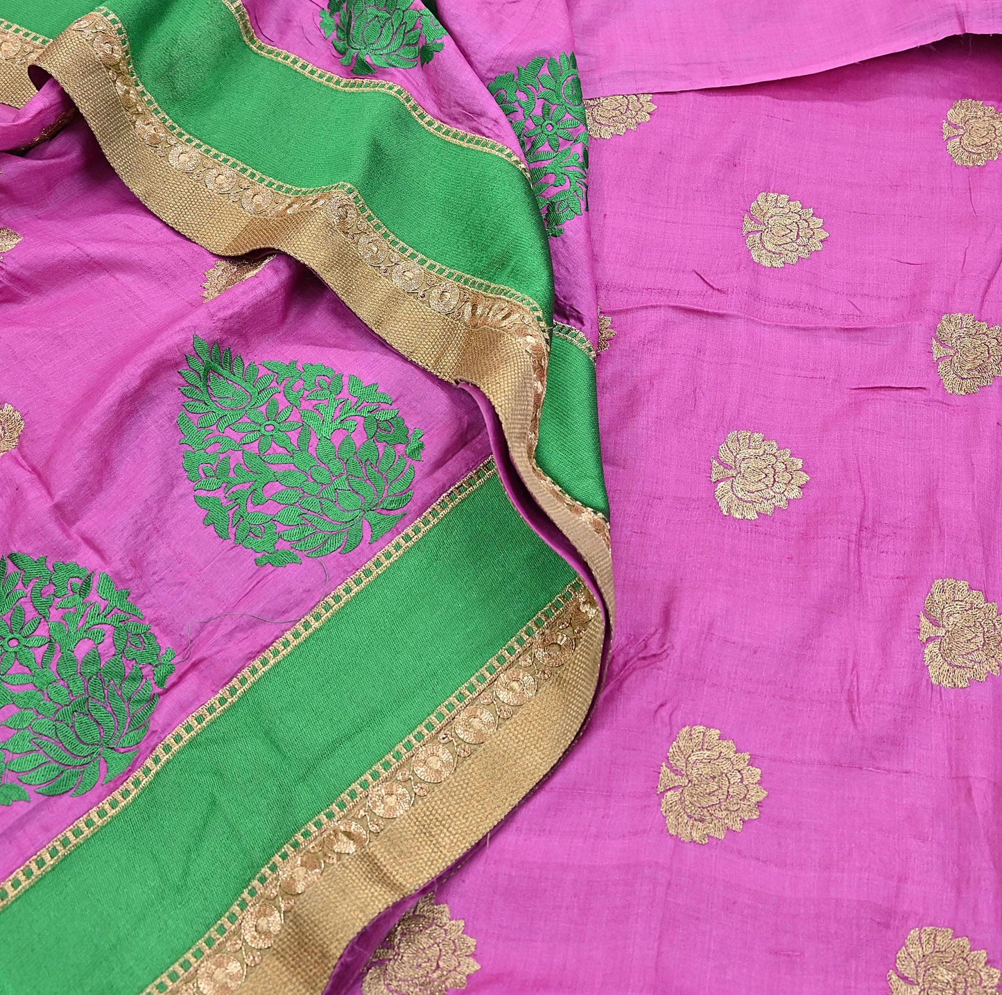 Indian Vintage Saree Pink Pure Khadi Silk Handloom Hand Beaded Sari Fabric 6yard Ethnic Zari Dressmaking Crafting Upcycle Quilting